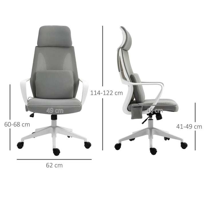 Kontorstol, højdejusterbar drejestol, massagestol, ergonomisk lederstol med massagefunktion, spillestol, nylon, grå, 62 x 60 x 114-122 cm