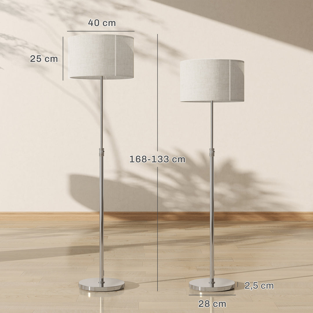 Dæmpbar gulvlampe med linnedskærm, E27, højdejusterbar, beige