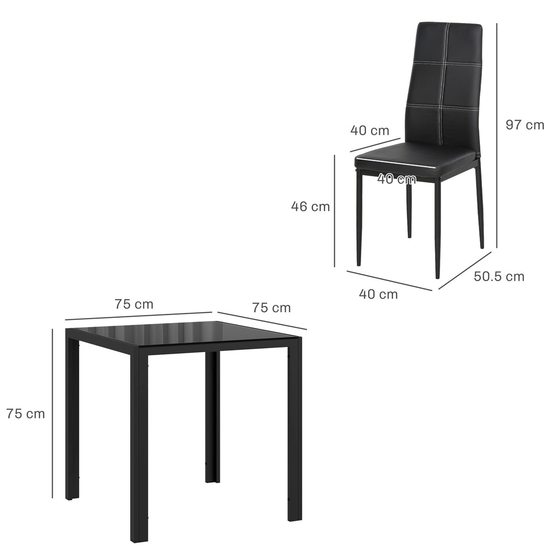 Spisesæt spisebord med 2 stole pladsbesparende spisegruppe sort