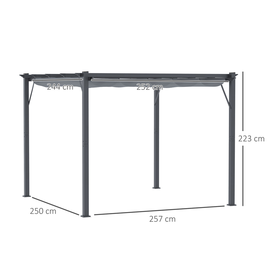 Pergola pavilion terrasseoverdækning med skydetag have aluminium antracitgrå + mørkegrå 3x3x2,23 m
