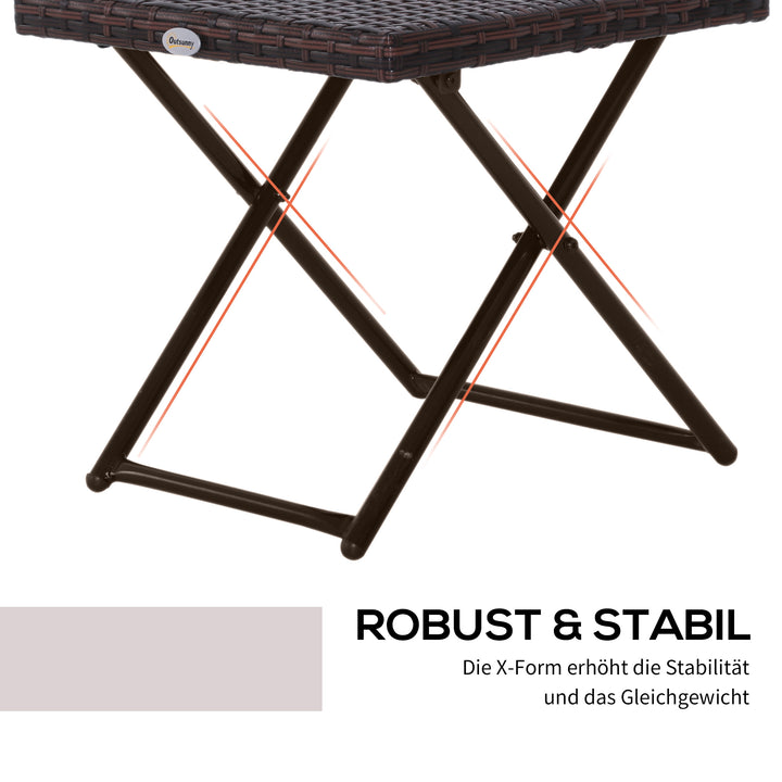 Foldbart sidebord i polyrattan – 40x40x40 cm, brun