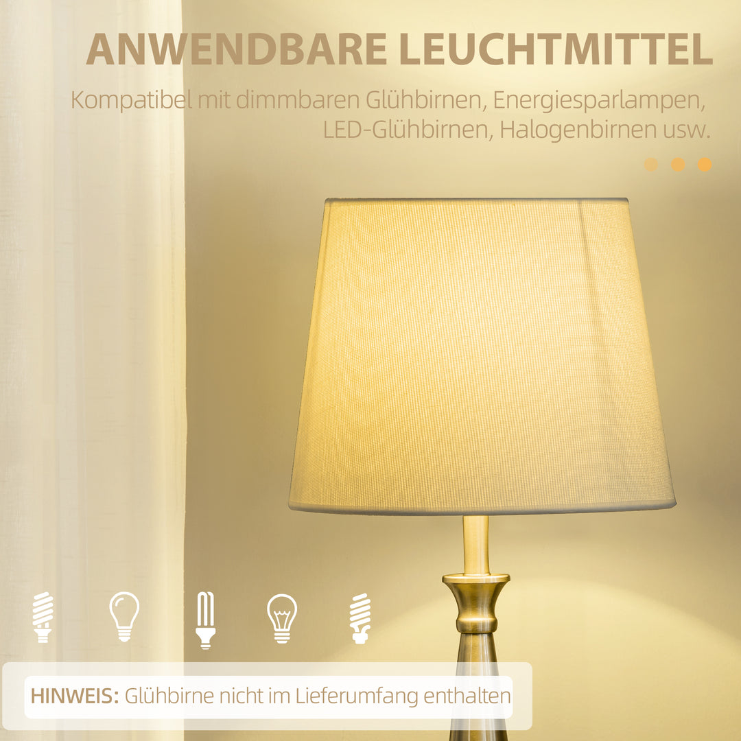 3-Delt lampesæt i vintage design, 2 bordlamper, 1 gulvlampe, 35,5 cm x 35,5 cm x 146 cm, sølv + hvid