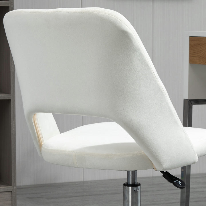 Højdejusterbar kontorstol med hjul, 360° drejelig, kammuslingeformet, skum, 49 x 60 x 79-91 cm, cremehvid