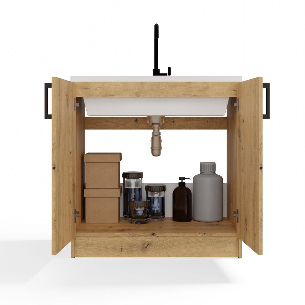 Underskab til vask, Bredde: 80 cm Dybde: 45,5 cm Højde: 82 cm, naturfarvet