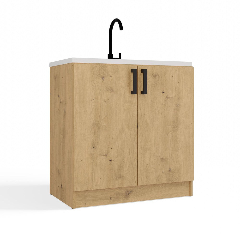 Underskab til vask, Bredde: 80 cm Dybde: 45,5 cm Højde: 82 cm, naturfarvet