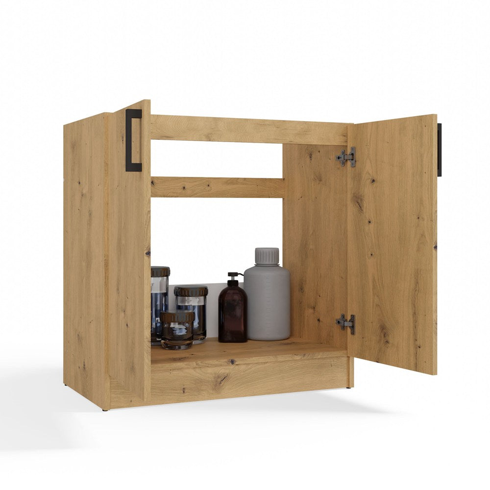 Underskab til vask, Bredde: 80 cm Dybde: 45,5 cm Højde: 82 cm, naturfarvet