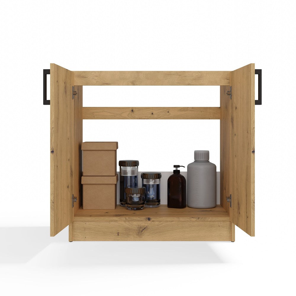 Underskab til vask, Bredde: 80 cm Dybde: 45,5 cm Højde: 82 cm, naturfarvet