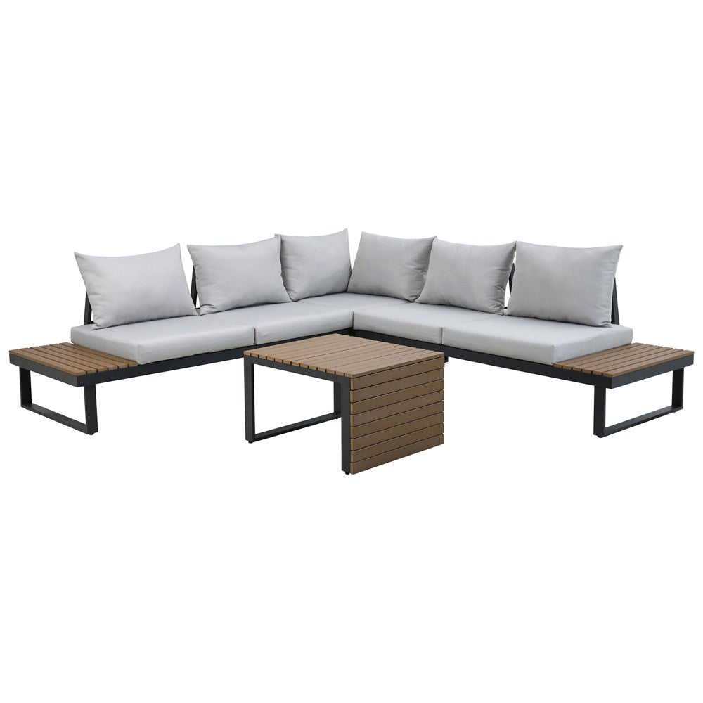 Komfortabelt loungesæt til terrasse og have, grå