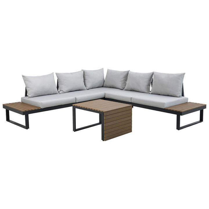 Komfortabelt loungesæt til terrasse og have, grå