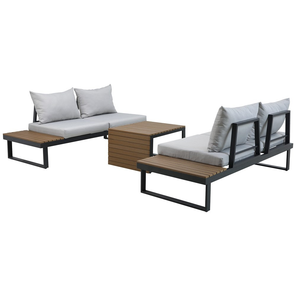 Komfortabelt loungesæt til terrasse og have, grå