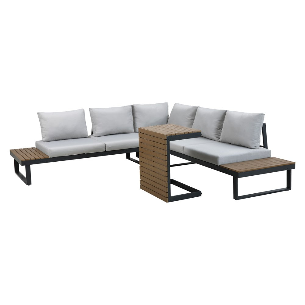 Komfortabelt loungesæt til terrasse og have, grå