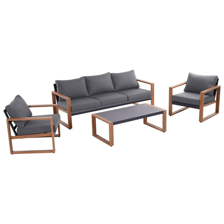 Havemøbelsæt til terrasse og have, antracit og brun