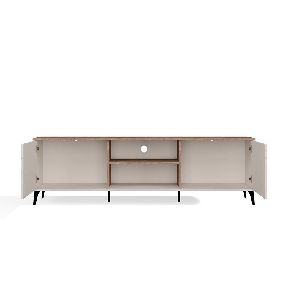 Elegant og bred TV-bord, lav kommode, kashmir-farvet, sorte ben