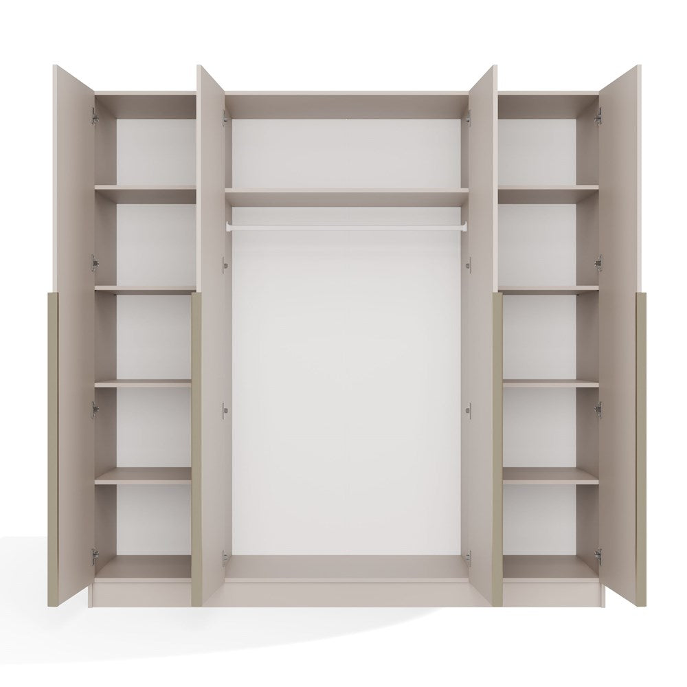 Stort klædeskab, Bredde: 200 cm Højde: 200 cm Dybde: 56,5 cm, Kashmir-beige