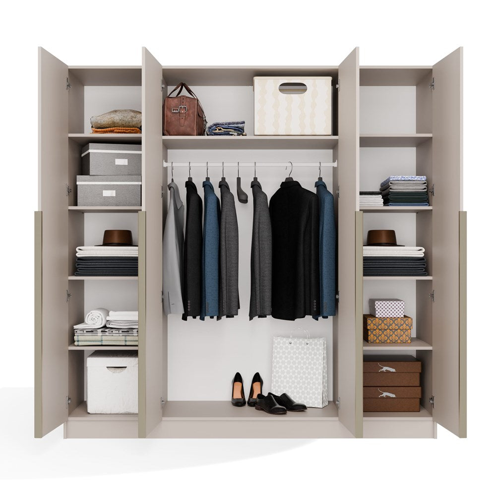 Stort klædeskab, Bredde: 200 cm Højde: 200 cm Dybde: 56,5 cm, Kashmir-beige
