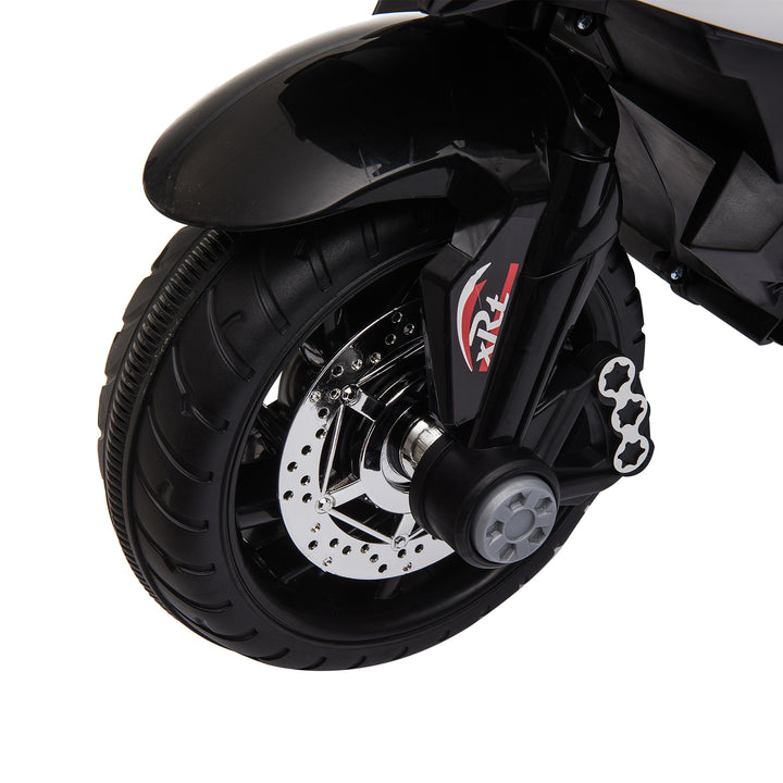 Elektrisk børnemotorcykel, lys og lyd, 3 km/t, genopladelig, plast og metal, sort/hvid