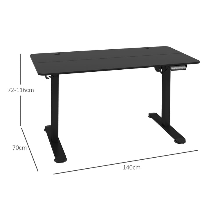 Højdejusterbart computerbord, 140 cm x 70 cm x 116 cm, sort