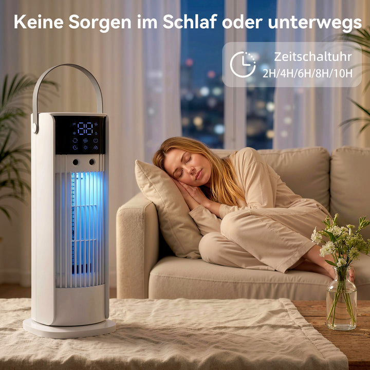 Tårnventilator til soveværelset, 40 cm bordventilator med dugfunktion, 3 hastigheder, 90° oscillation, timer