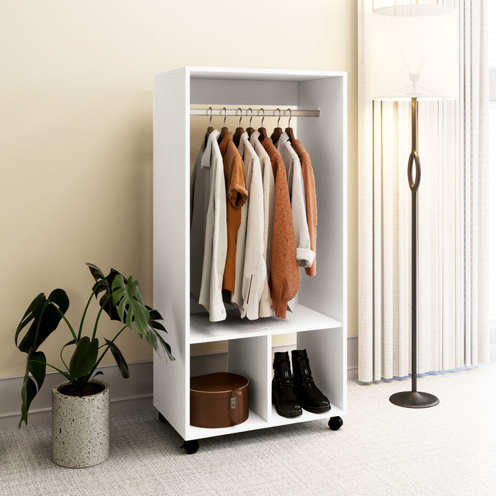 Garderobe, 60 cm x 40 cm x 127 cm, 1 garderobestang, 2 hylder, hvid