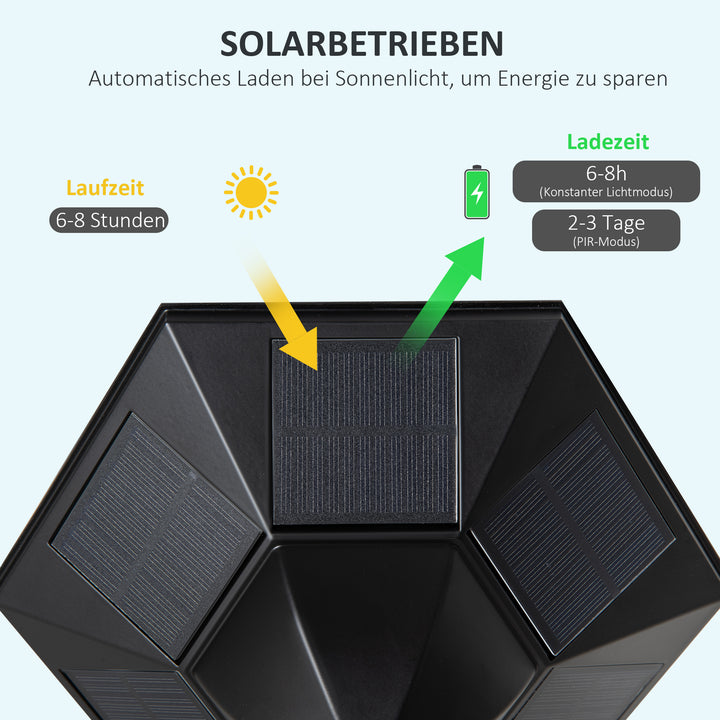 Solcelledrevet havelanterne havelampe stilampe med 19 led'er 130 lumen 3000k aluminium hærdet glas sort 22 x 22 x 194 cm