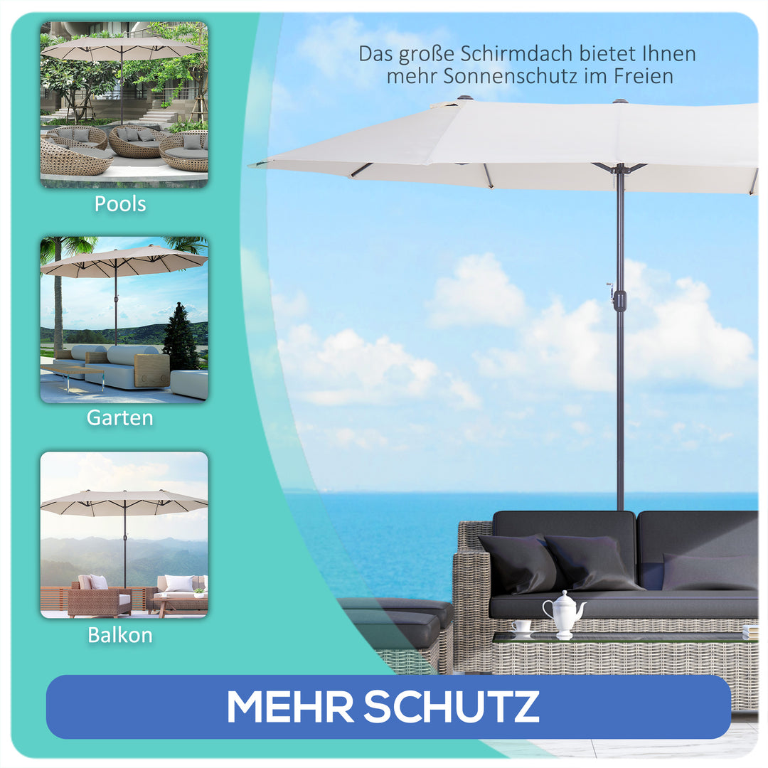 Xxl parasol med håndsving vejrbestandig 455 cm x 270 cm x 240 cm stål polyester beige