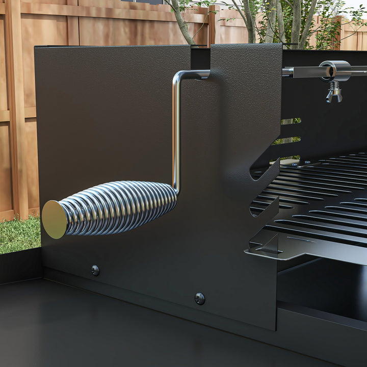 Kulgrill, justerbar grillrist, 1 rotisseriespyd, 118 x 32 x 90 cm, sort + sølv