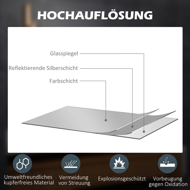 LED-badeværelsesspejl med 3x forstørrelse, touchfunktion, hukommelsesfunktion, antidug, 80 x 60 cm