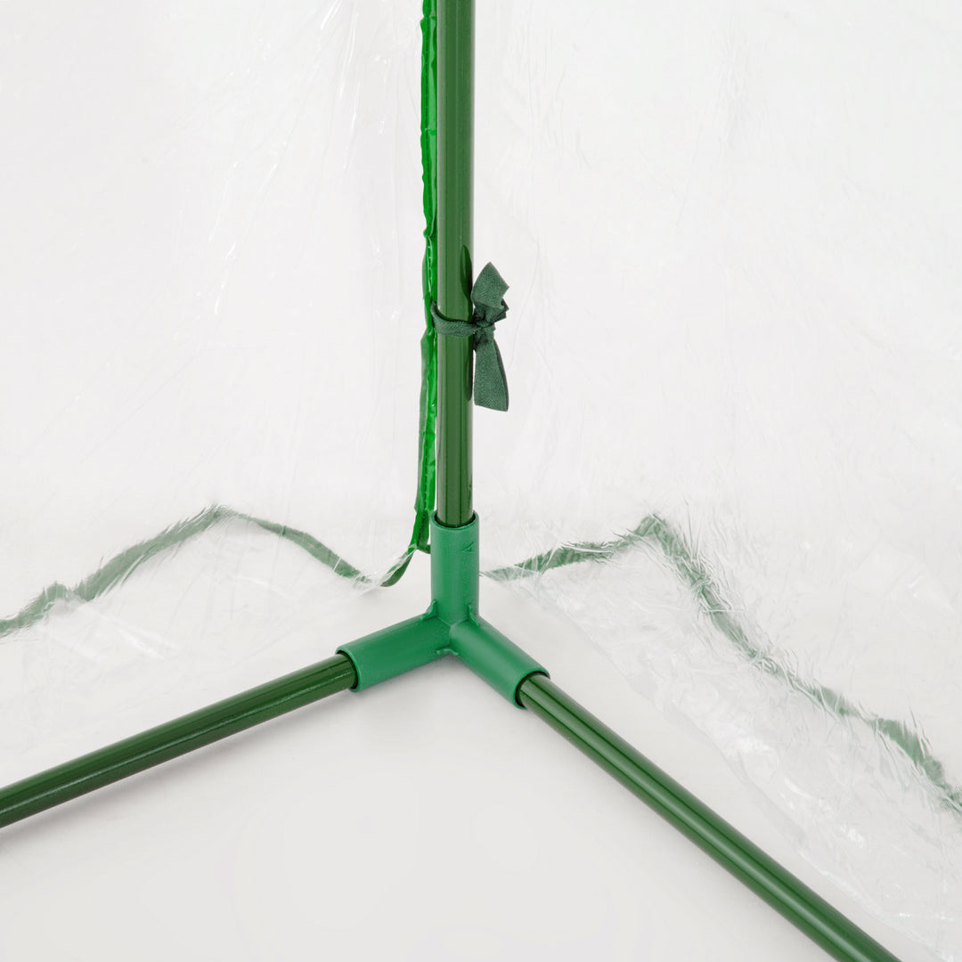 Drivhus, væksthus med dør, kold ramme, plantehus, plantedyrkning, stål, plast, 200 x 100 x 80 cm, grøn