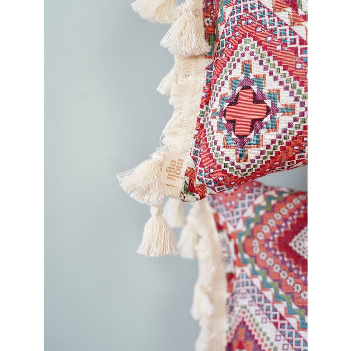 "Pink boho style" dekorativ pude med frynser