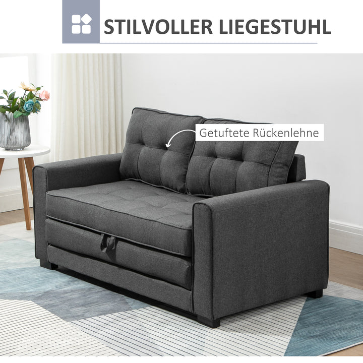 Sovesofa klapsofa 2-personers stof sovesofa med sovefunktion sofasæt linen touch gummitræ grå 147,5 x 75 x 85 cm