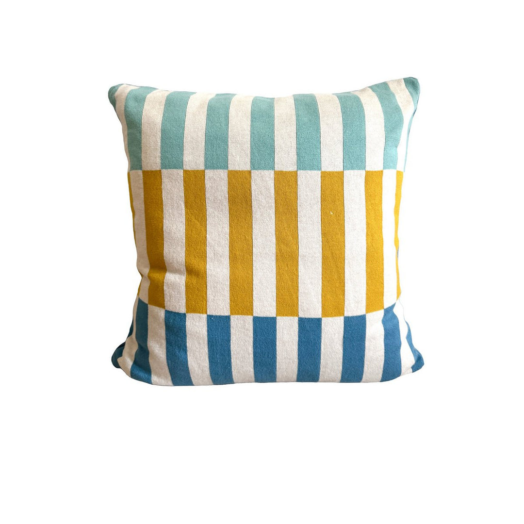 Mojo pillow-cover blå, blød jacquard strikket bomuld.