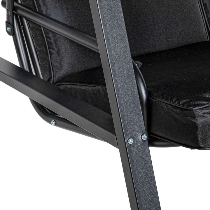 Hollywood gynge, 2-personers havegynge med justerbar baldakin, lasteevne op til 220 kg, 145 x 116 x 172 cm, sort