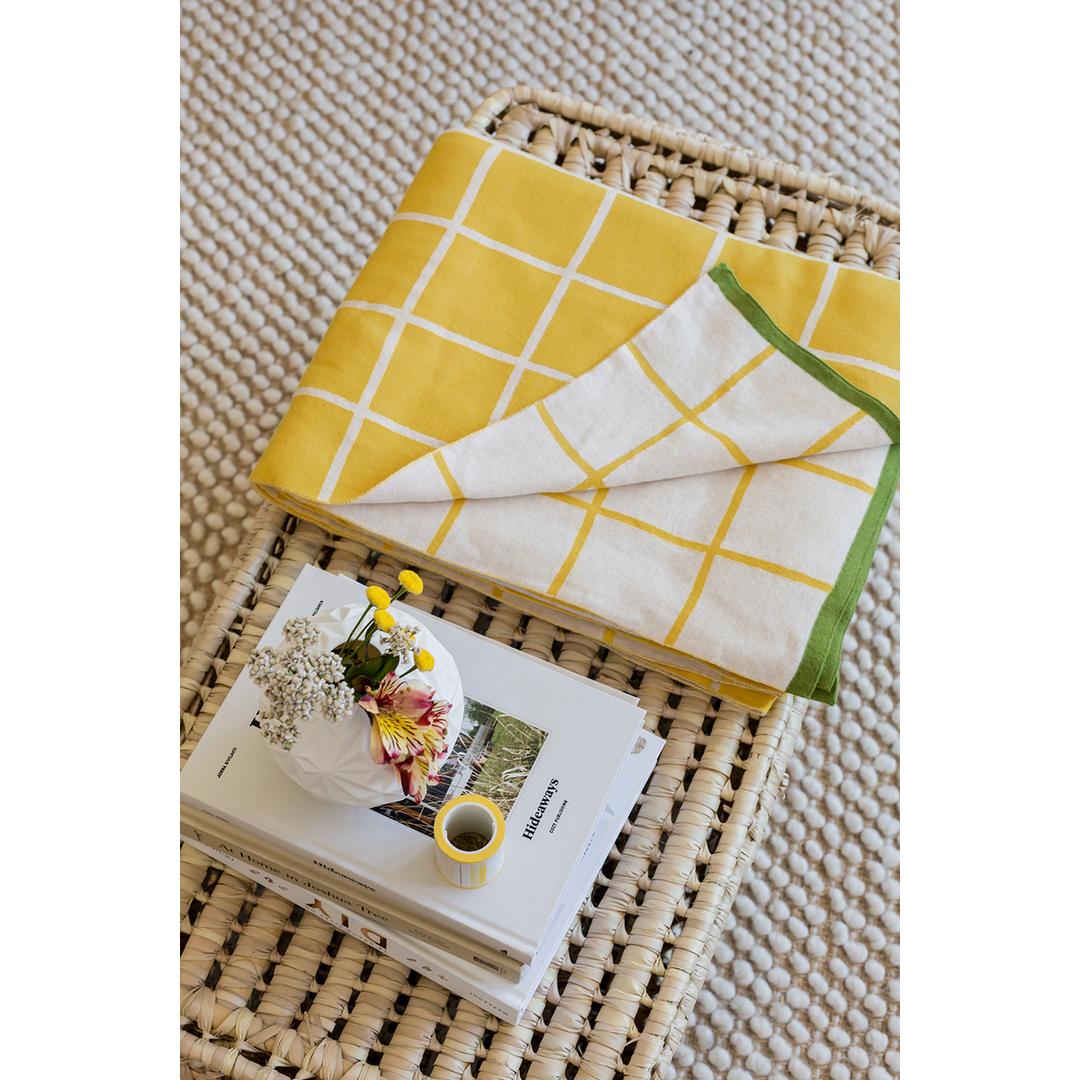 Todden Yellow Jacquard slumretæppe – Blødt børstet bomuld
