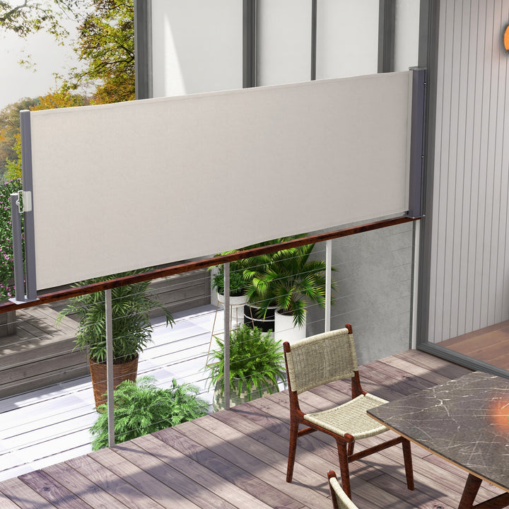 Sidemarkise, rullegardin, udtrækkelig, skærm, aluminium/polyester, 3 x 1 m, lysegrå