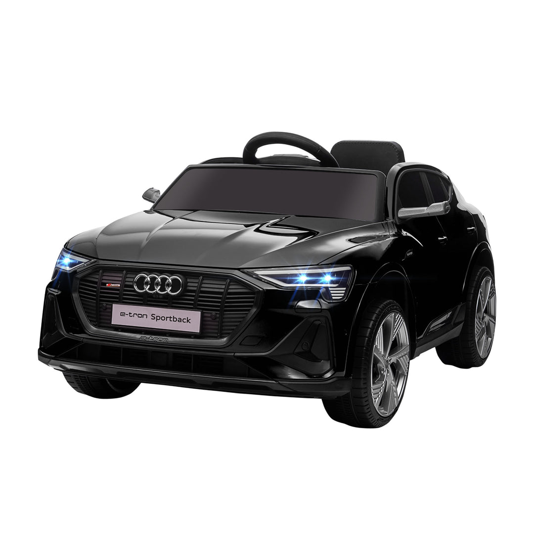 Elektrisk børnebil 12V elbil Audi E-tron elbil med fjernbetjening, sikkerhedssele, musik (MP3/USB/TF), børnebil til børn 3-5 år, 3-5 km/t, sort