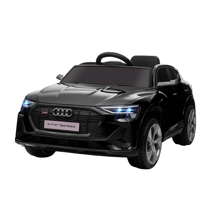 Elektrisk børnebil 12V elbil Audi E-tron elbil med fjernbetjening, sikkerhedssele, musik (MP3/USB/TF), børnebil til børn 3-5 år, 3-5 km/t, sort