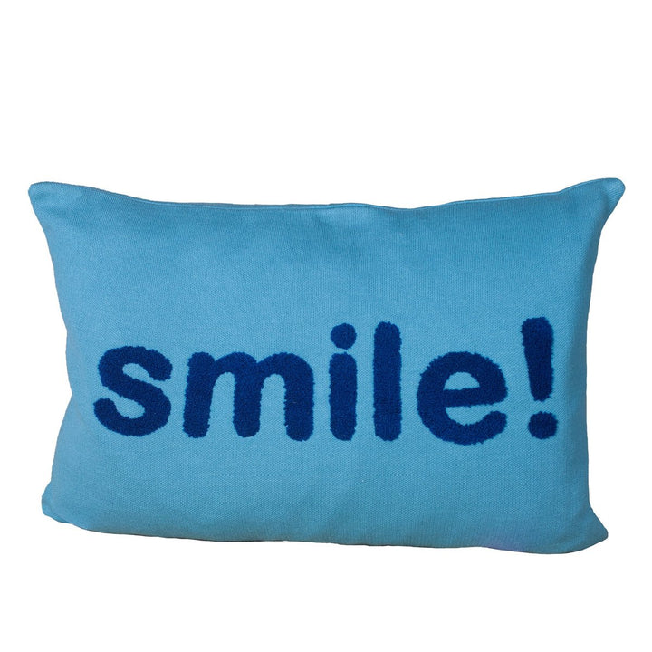 Smil Pillow Blue, Punch Needle Embroidery