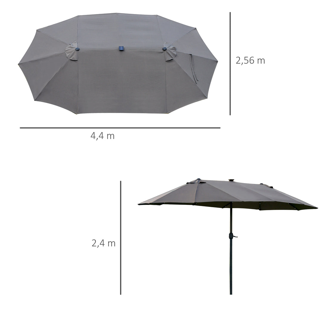 Oval parasol mørkegrå 440 x 260 cm