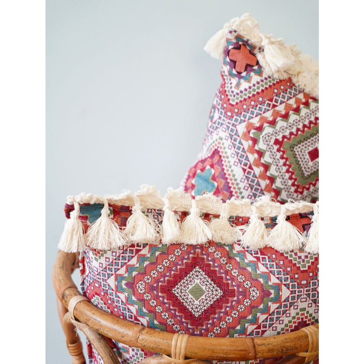 "Pink boho style" dekorativ pude med frynser