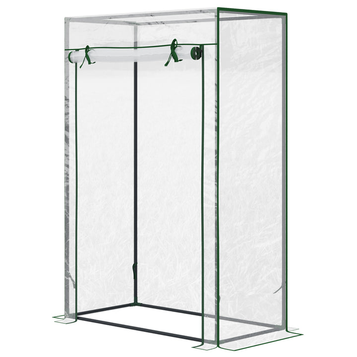 Drivhus med dør, vintersikkert foliedrivhus af stål, drivhus til altan, have, tomathus 100x50x150cm, tomatdrivhus til tomater, grøntsager, blomster, planter, transparent