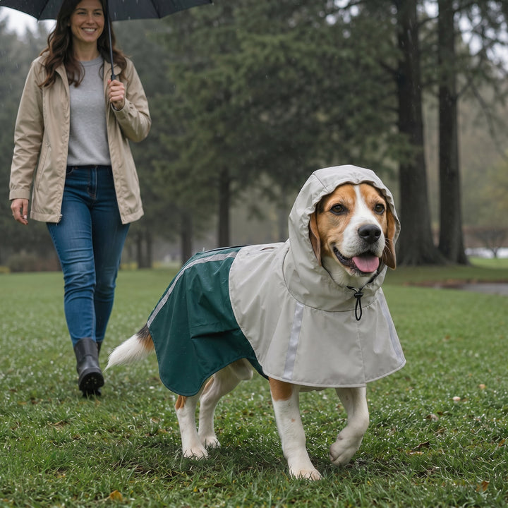 Vandtæt hunderegnjakke til mellemstore hunde