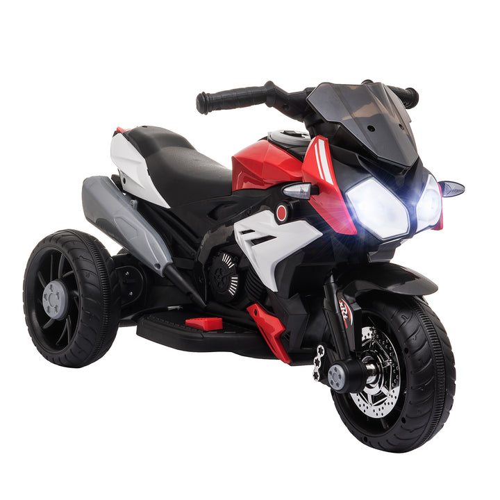 Elektrisk børnemotorcykel, lys og lyd, 3 km/t, genopladelig, plast og metal, sort/rød