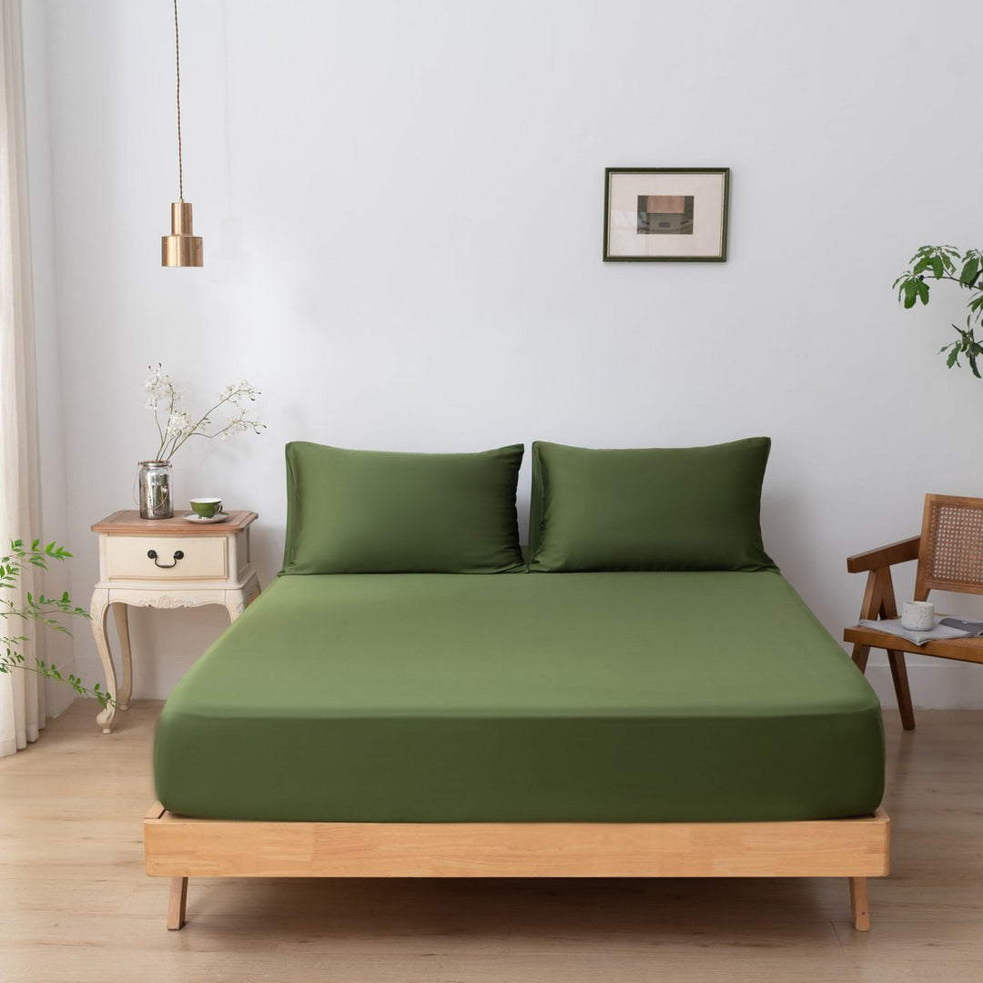 Mørkegrøn bambus Fitted Sheet Premium - op til 30 cm - 400TC Tanboocel - Deep Moss