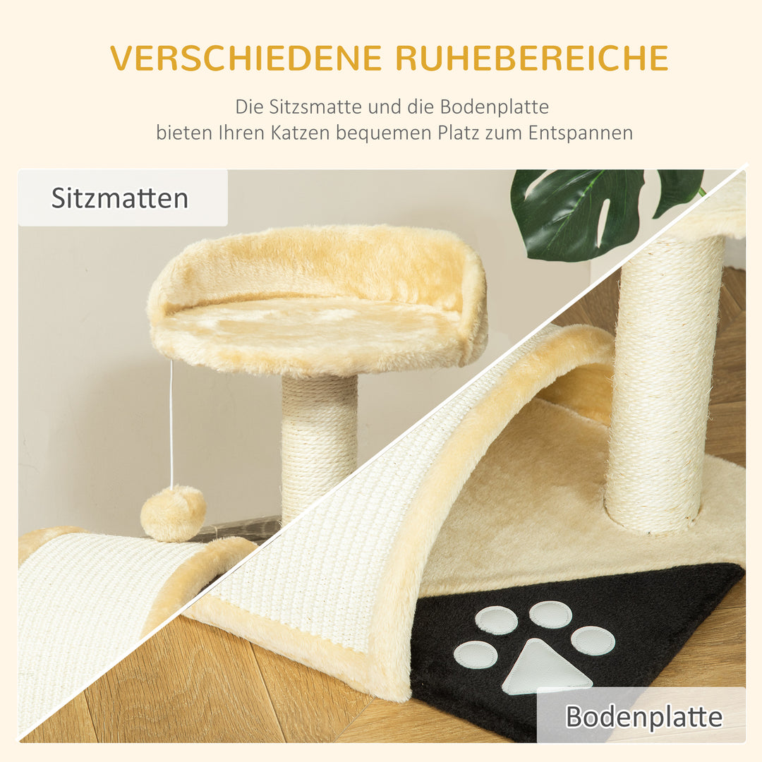 Kradsetræ med legebolde kradsetræ til katte sisalreb kradsetræer beige 35,5 x 37 x 46 cm