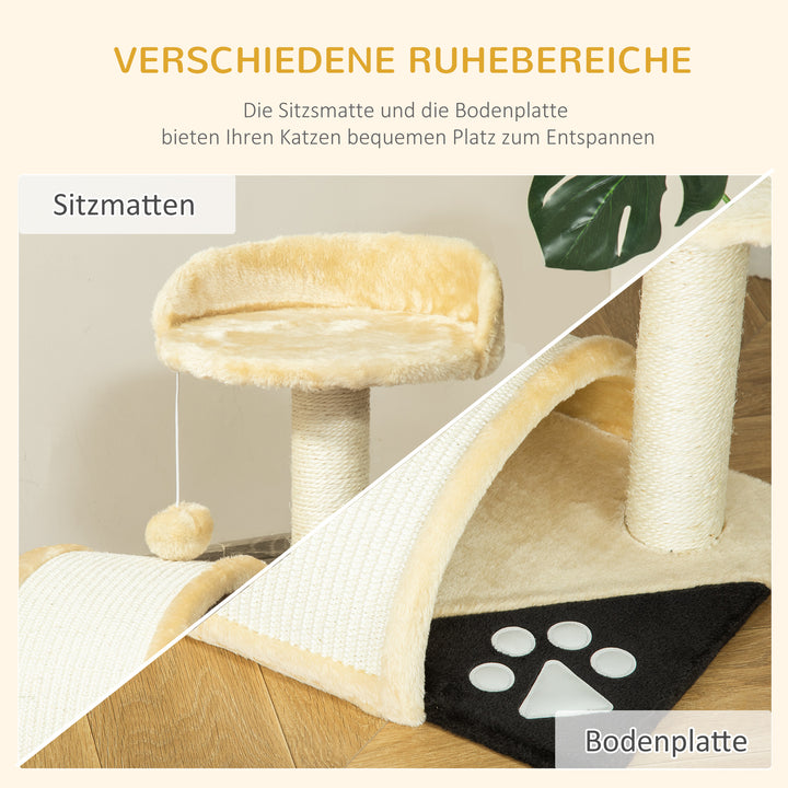 Kradsetræ med legebolde kradsetræ til katte sisalreb kradsetræer beige 35,5 x 37 x 46 cm
