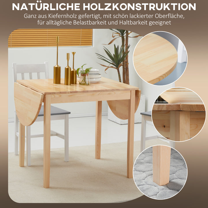 Træspisebord foldbart køkkenbord til 6 personer med kløverbladsdesign 140 x 70 x 75 cm naturtræ