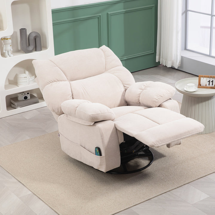 Massagestol med varme- og lænefunktion, drejelig, op til 150 kg, metalstel, 98 x 90 x 98 cm, beige