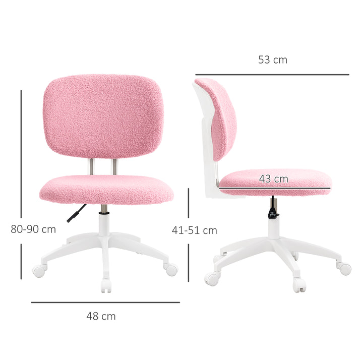 Kontorstol, computerstol, drejelig, højdejusterbar, 48 cm x 53 cm x 80-90 cm, pink