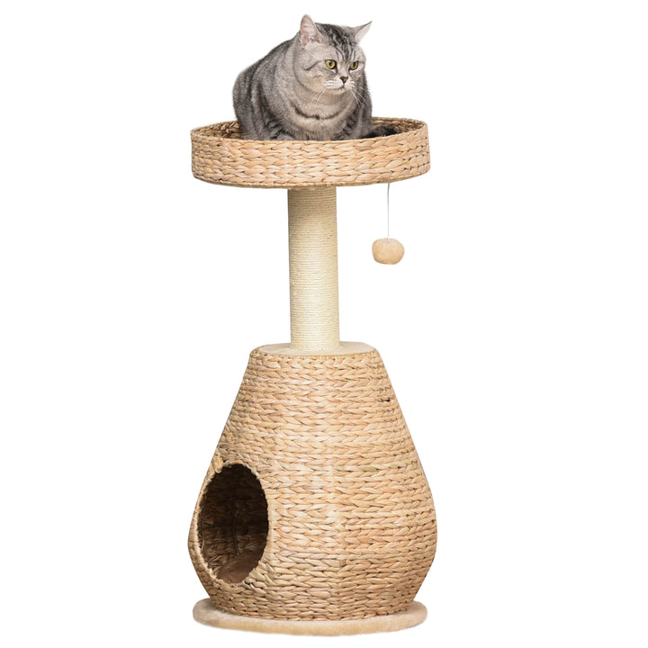 Kradsetræ til katte, kradsetræ til killinger med kattehulebold, sisal, blødt plys, højde 82,5 cm, gul