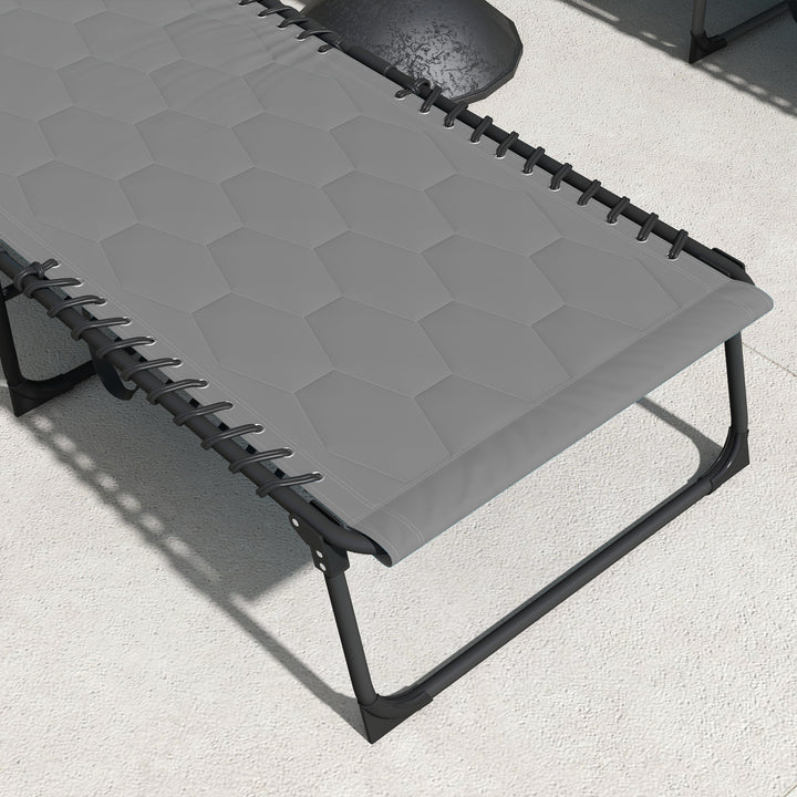 Solseng, haveseng, foldbar, inklusive hynde, vejrbestandig; 188 cm x 65 cm x 36 cm, grå + sort